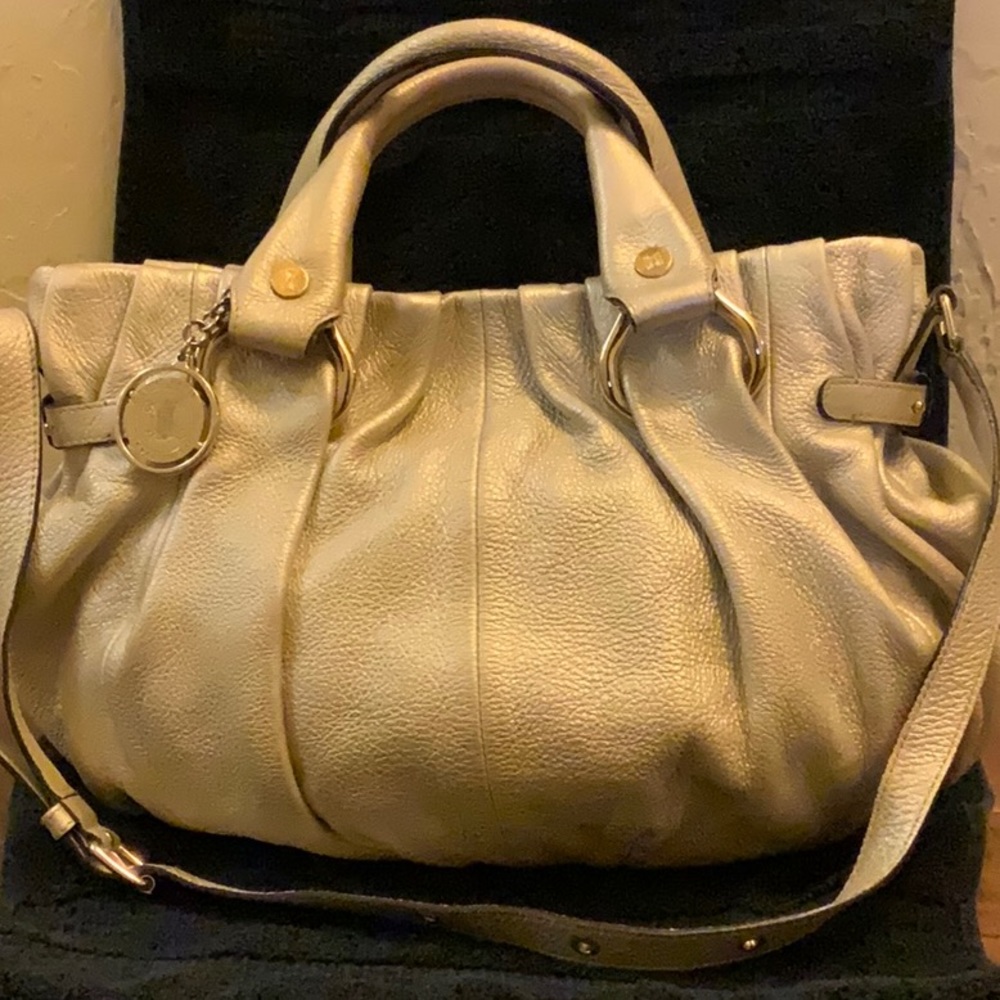 Gorgeous Celine Soft Metallic Gold Satchel W/Strap
